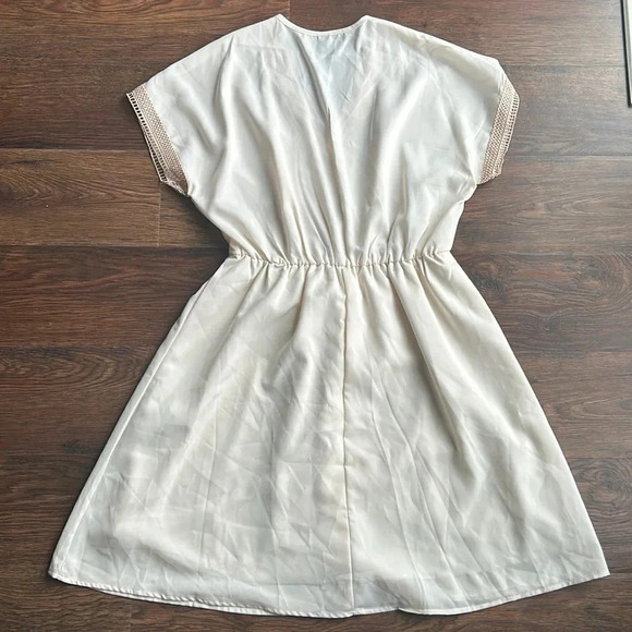 Champagne Ivory Dress with Blush Pink Details | Embroidered Dress | Neutrals | - Picture 2 of 8